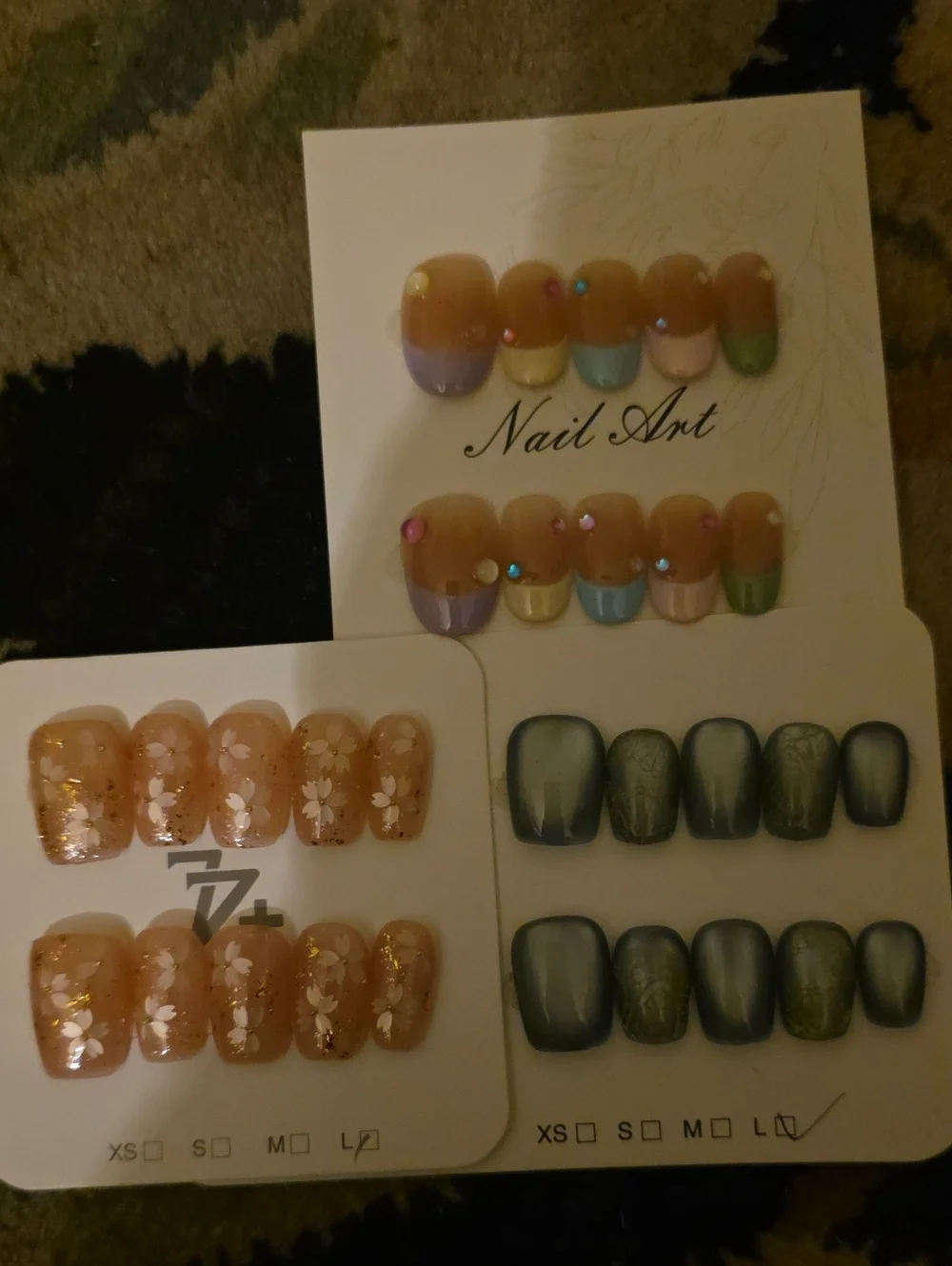 Nail Art Multi-Color Press-On Nail Set Large